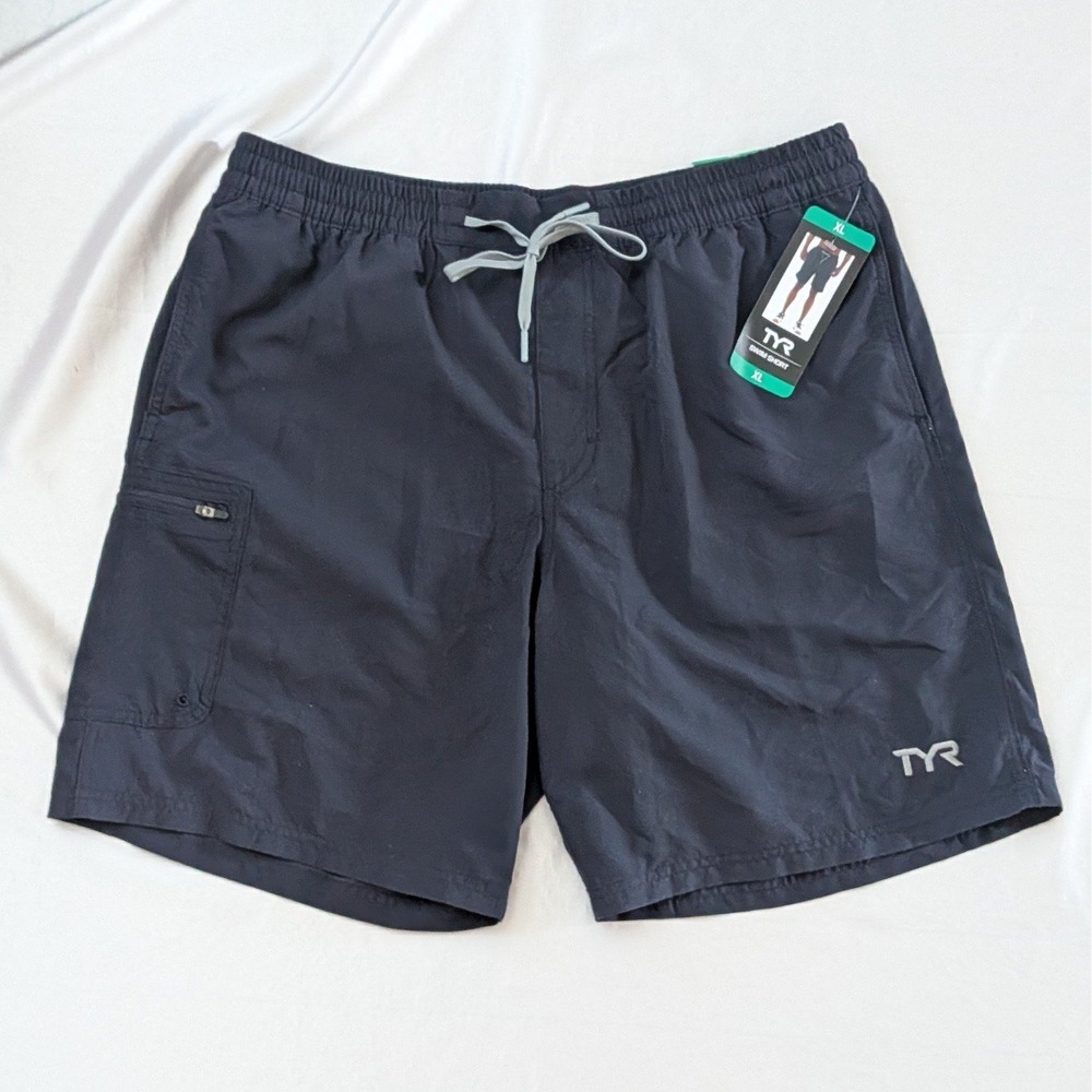 New TYR Men's Performance Swim Shorts Dark Blue Size XL